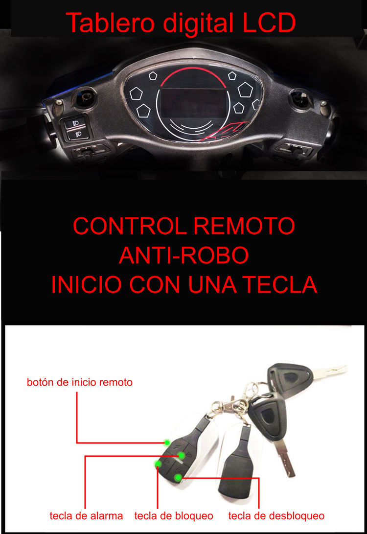pasola eléctrica modelo YW control remoto anti-robo
